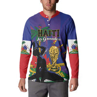Custom Haiti World Football 2026 Button Sweatshirt Go Les Grenadiers - Wonder Print Shop