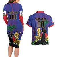 Custom Haiti World Football 2026 Couples Matching Long Sleeve Bodycon Dress and Hawaiian Shirt Go Les Grenadiers - Wonder Print Shop