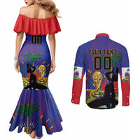 Custom Haiti World Football 2026 Couples Matching Mermaid Dress and Long Sleeve Button Shirt Go Les Grenadiers - Wonder Print Shop