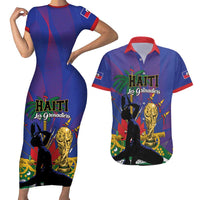 Custom Haiti World Football 2026 Couples Matching Short Sleeve Bodycon Dress and Hawaiian Shirt Go Les Grenadiers - Wonder Print Shop