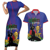 Custom Haiti World Football 2026 Couples Matching Short Sleeve Bodycon Dress and Hawaiian Shirt Go Les Grenadiers - Wonder Print Shop