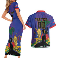 Custom Haiti World Football 2026 Couples Matching Short Sleeve Bodycon Dress and Hawaiian Shirt Go Les Grenadiers - Wonder Print Shop