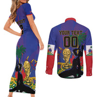 Custom Haiti World Football 2026 Couples Matching Short Sleeve Bodycon Dress and Long Sleeve Button Shirt Go Les Grenadiers - Wonder Print Shop