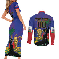 Custom Haiti World Football 2026 Couples Matching Short Sleeve Bodycon Dress and Long Sleeve Button Shirt Go Les Grenadiers - Wonder Print Shop
