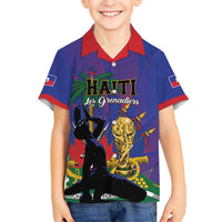 Custom Haiti World Football 2026 Family Matching Long Sleeve Bodycon Dress and Hawaiian Shirt Go Les Grenadiers - Wonder Print Shop