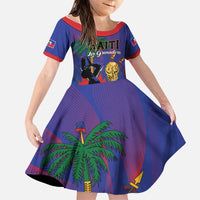 Custom Haiti World Football 2026 Family Matching Off The Shoulder Long Sleeve Dress and Hawaiian Shirt Go Les Grenadiers - Wonder Print Shop