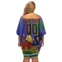 Custom Haiti World Football 2026 Family Matching Off Shoulder Short Dress and Hawaiian Shirt Go Les Grenadiers - Wonder Print Shop