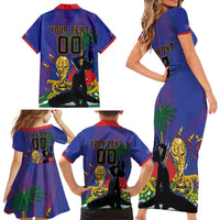 Custom Haiti World Football 2026 Family Matching Short Sleeve Bodycon Dress and Hawaiian Shirt Go Les Grenadiers - Wonder Print Shop