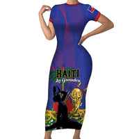 Custom Haiti World Football 2026 Family Matching Short Sleeve Bodycon Dress and Hawaiian Shirt Go Les Grenadiers - Wonder Print Shop