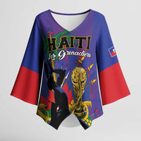 Custom Haiti World Football 2026 Kimono Sleeve Blouse Go Les Grenadiers - Wonder Print Shop
