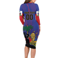 Custom Haiti World Football 2026 Long Sleeve Bodycon Dress Go Les Grenadiers - Wonder Print Shop