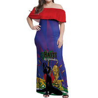 Custom Haiti World Football 2026 Off Shoulder Maxi Dress Go Les Grenadiers - Wonder Print Shop