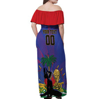 Custom Haiti World Football 2026 Off Shoulder Maxi Dress Go Les Grenadiers - Wonder Print Shop