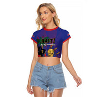 Custom Haiti World Football 2026 Raglan Cropped T Shirt Go Les Grenadiers - Wonder Print Shop