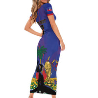 Custom Haiti World Football 2026 Short Sleeve Bodycon Dress Go Les Grenadiers - Wonder Print Shop
