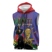Custom Haiti World Football 2026 Sleeveless Zip Hoodie Go Les Grenadiers - Wonder Print Shop