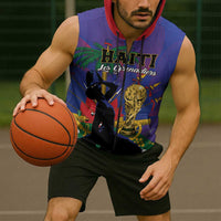 Custom Haiti World Football 2026 Sleeveless Zip Hoodie Go Les Grenadiers - Wonder Print Shop