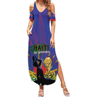 Custom Haiti World Football 2026 Summer Maxi Dress Go Les Grenadiers - Wonder Print Shop