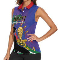 Custom Haiti World Football 2026 Women Sleeveless Polo Shirt Go Les Grenadiers - Wonder Print Shop
