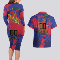 Custom Ekip Foutbol Ayiti 2026 Couples Matching Long Sleeve Bodycon Dress and Hawaiian Shirt Haiti Grenadye Alaso - Wonder Print Shop