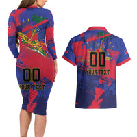 Custom Ekip Foutbol Ayiti 2026 Couples Matching Long Sleeve Bodycon Dress and Hawaiian Shirt Haiti Grenadye Alaso - Wonder Print Shop