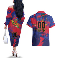 Custom Ekip Foutbol Ayiti 2026 Couples Matching Off The Shoulder Long Sleeve Dress and Hawaiian Shirt Haiti Grenadye Alaso - Wonder Print Shop