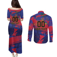 Custom Ekip Foutbol Ayiti 2026 Couples Matching Puletasi and Long Sleeve Button Shirt Haiti Grenadye Alaso - Wonder Print Shop