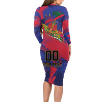 Custom Ekip Foutbol Ayiti 2026 Family Matching Long Sleeve Bodycon Dress and Hawaiian Shirt Haiti Grenadye Alaso - Wonder Print Shop