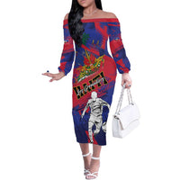 Custom Ekip Foutbol Ayiti 2026 Family Matching Off The Shoulder Long Sleeve Dress and Hawaiian Shirt Haiti Grenadye Alaso - Wonder Print Shop