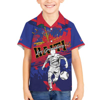 Custom Ekip Foutbol Ayiti 2026 Family Matching Off The Shoulder Long Sleeve Dress and Hawaiian Shirt Haiti Grenadye Alaso - Wonder Print Shop