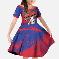 Custom Ekip Foutbol Ayiti 2026 Family Matching Off Shoulder Maxi Dress and Hawaiian Shirt Haiti Grenadye Alaso - Wonder Print Shop
