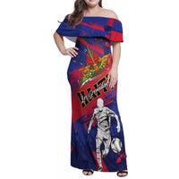 Custom Ekip Foutbol Ayiti 2026 Family Matching Off Shoulder Maxi Dress and Hawaiian Shirt Haiti Grenadye Alaso - Wonder Print Shop