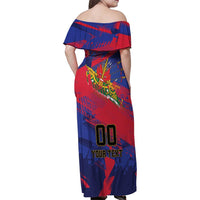 Custom Ekip Foutbol Ayiti 2026 Family Matching Off Shoulder Maxi Dress and Hawaiian Shirt Haiti Grenadye Alaso - Wonder Print Shop