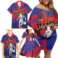 Custom Ekip Foutbol Ayiti 2026 Family Matching Off Shoulder Short Dress and Hawaiian Shirt Haiti Grenadye Alaso - Wonder Print Shop