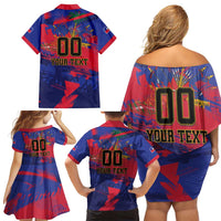 Custom Ekip Foutbol Ayiti 2026 Family Matching Off Shoulder Short Dress and Hawaiian Shirt Haiti Grenadye Alaso - Wonder Print Shop