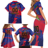 Custom Ekip Foutbol Ayiti 2026 Family Matching Short Sleeve Bodycon Dress and Hawaiian Shirt Haiti Grenadye Alaso - Wonder Print Shop