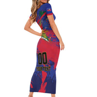 Custom Ekip Foutbol Ayiti 2026 Family Matching Short Sleeve Bodycon Dress and Hawaiian Shirt Haiti Grenadye Alaso - Wonder Print Shop