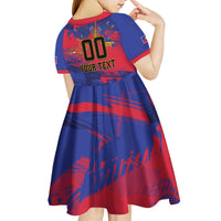 Custom Ekip Foutbol Ayiti 2026 Kid Short Sleeve Dress Haiti Grenadye Alaso - Wonder Print Shop