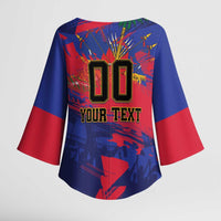 Custom Ekip Foutbol Ayiti 2026 Kimono Sleeve Blouse Haiti Grenadye Alaso - Wonder Print Shop