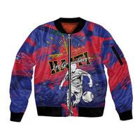 Custom Ekip Foutbol Ayiti 2026 Sleeve Zip Bomber Jacket Haiti Grenadye Alaso - Wonder Print Shop
