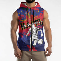 Custom Ekip Foutbol Ayiti 2026 Sleeveless Zip Hoodie Haiti Grenadye Alaso - Wonder Print Shop
