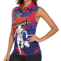 Custom Ekip Foutbol Ayiti 2026 Women Sleeveless Polo Shirt Haiti Grenadye Alaso - Wonder Print Shop