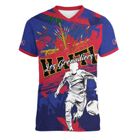 Custom Ekip Foutbol Ayiti 2026 Women V-Neck T-Shirt Haiti Grenadye Alaso - Wonder Print Shop