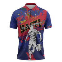 Custom Ekip Foutbol Ayiti 2026 Zipper Polo Shirt Haiti Grenadye Alaso - Wonder Print Shop