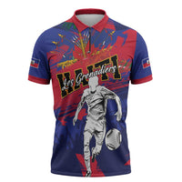 Custom Ekip Foutbol Ayiti 2026 Zipper Polo Shirt Haiti Grenadye Alaso - Wonder Print Shop