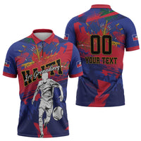 Custom Ekip Foutbol Ayiti 2026 Zipper Polo Shirt Haiti Grenadye Alaso - Wonder Print Shop