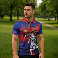 Custom Ekip Foutbol Ayiti 2026 Zipper Polo Shirt Haiti Grenadye Alaso - Wonder Print Shop