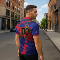 Custom Ekip Foutbol Ayiti 2026 Zipper Polo Shirt Haiti Grenadye Alaso - Wonder Print Shop