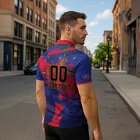 Custom Ekip Foutbol Ayiti 2026 Zipper Polo Shirt Haiti Grenadye Alaso - Wonder Print Shop