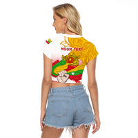 Myanmar Independence Day Raglan Cropped T Shirt Brahmadesh Kanote Pattern - Wonder Print Shop